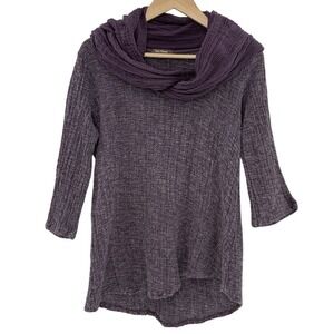 Kai Moon Handmade‎ Cowl Knit Purple Cotton Bamboo Sweater Sm Lagenlook Boho